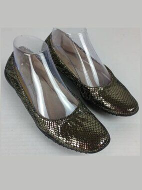 Bellini‎ Jimmie Women's 7.5 M Leather Gold Snake Dragon Ballerina Flats